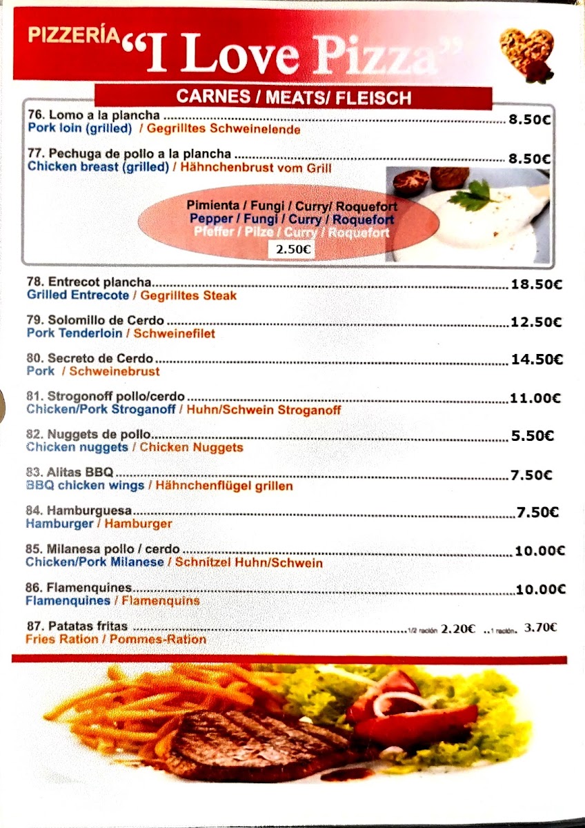 I Love Pizza Photo Menu 2