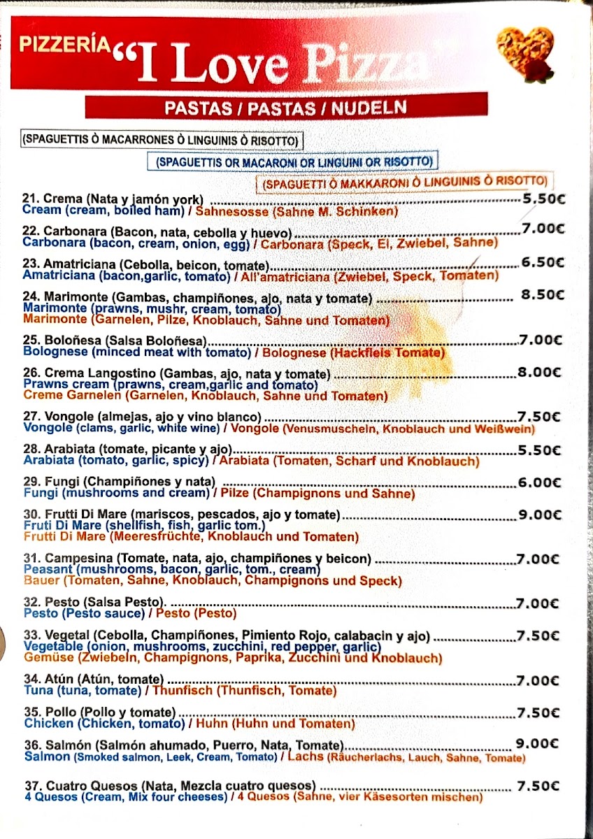 I Love Pizza Photo Menu 3