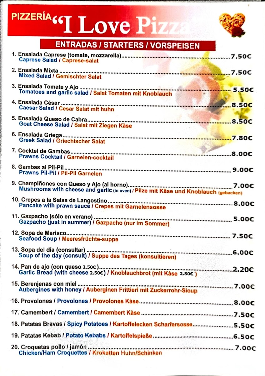 I Love Pizza Photo Menu 5