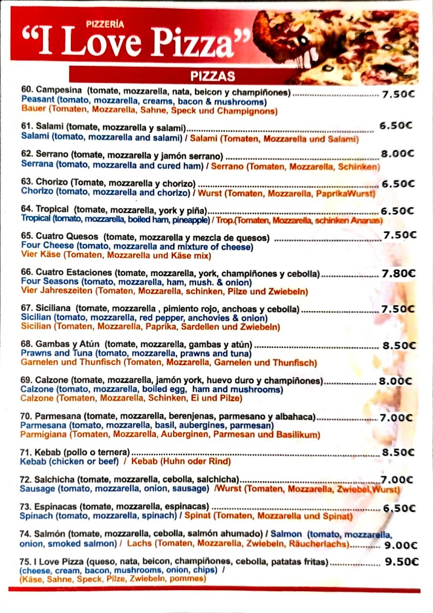 I Love Pizza Photo Menu 7