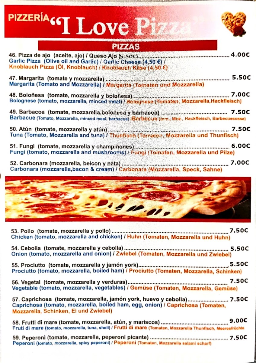 I Love Pizza Photo Menu 8