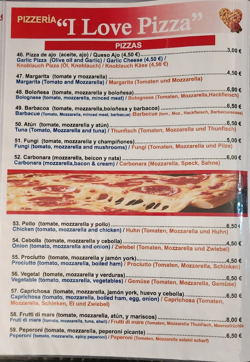 I Love Pizza Photo Menu 9