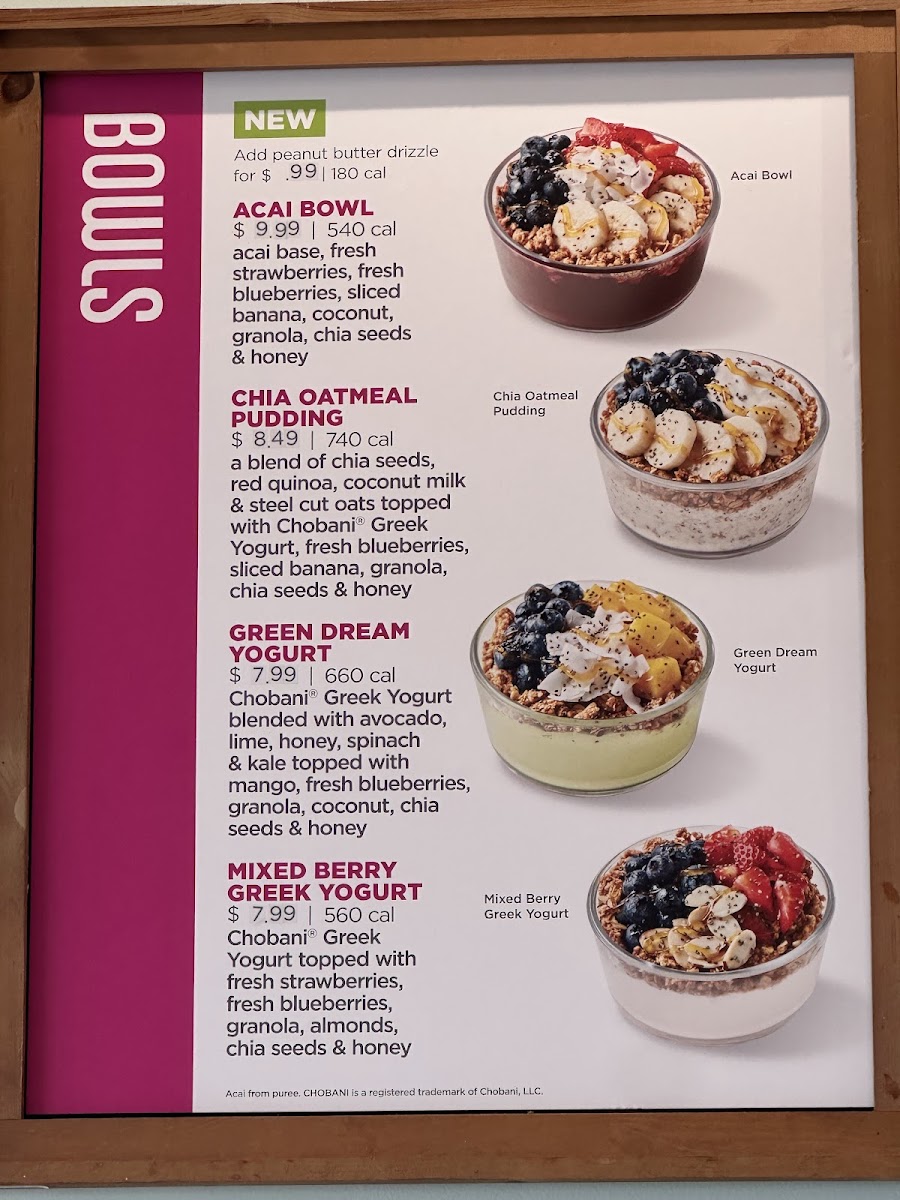 Tropical Smoothie Cafe Photo Menu 1