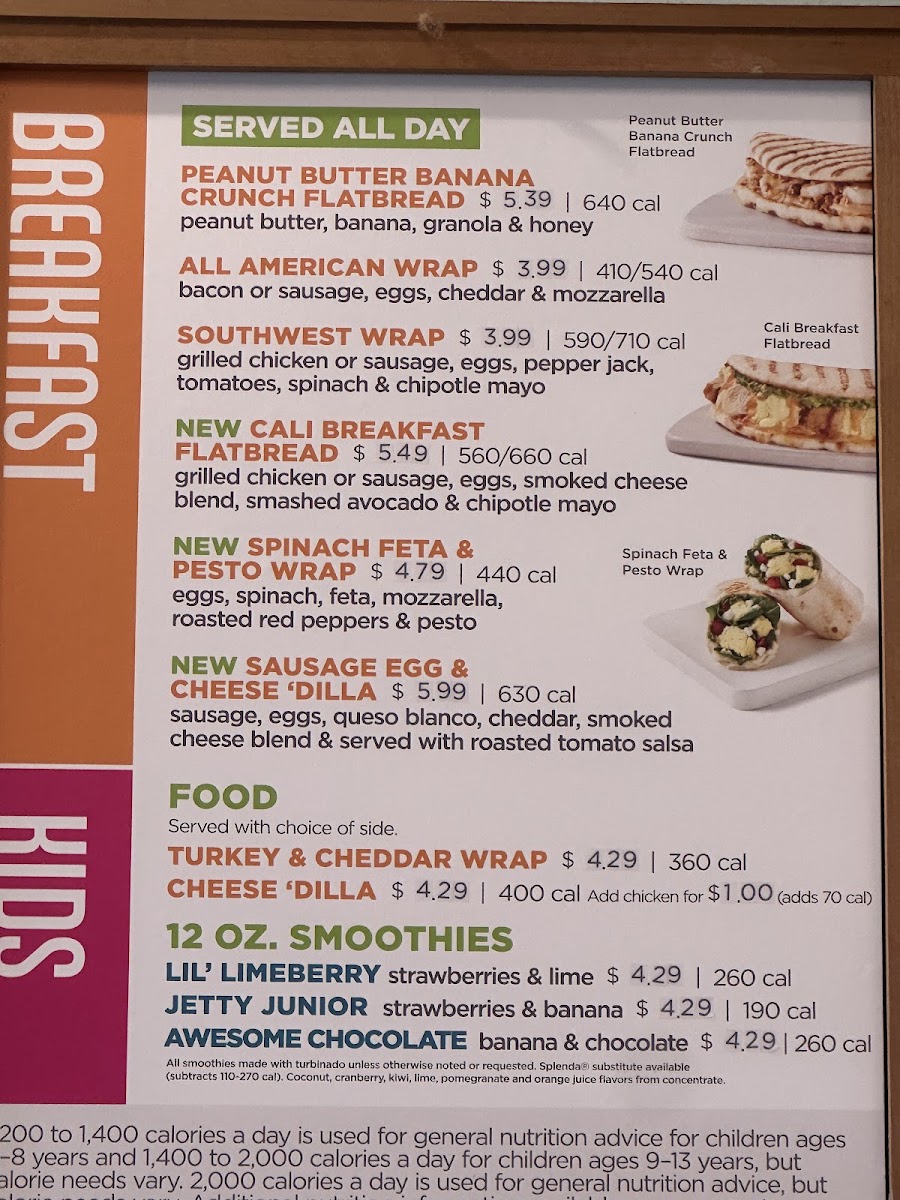 Tropical Smoothie Cafe Photo Menu 2