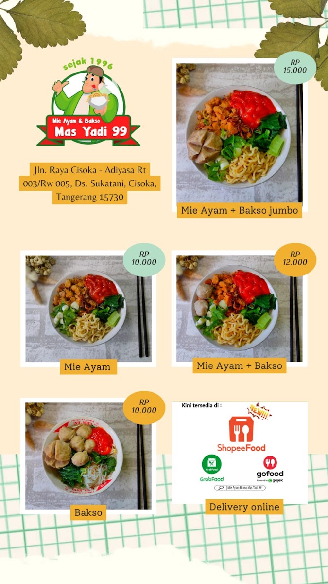 Mie Ayam Bakso Mas Yadi 99 Photo Menu 1