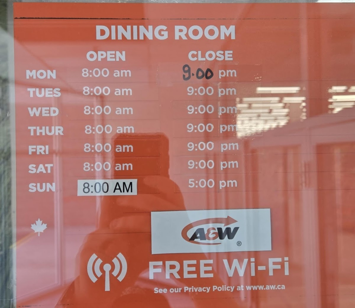 A&W Canada Photo Menu 1
