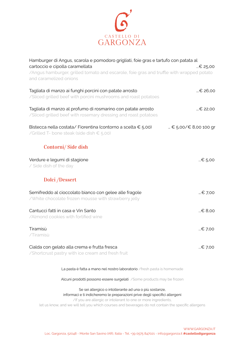 Ristorante La Torre Di Gargonza Photo Menu 2