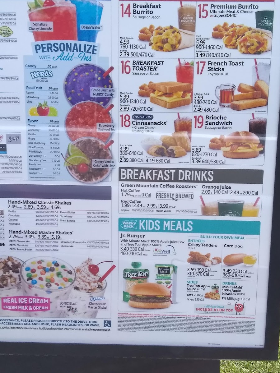 Sonic Drive-In Photo Menu 2