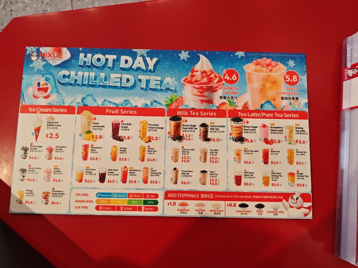 Mixue Ice Cream & Tea 蜜雪冰城 Photo Menu 1