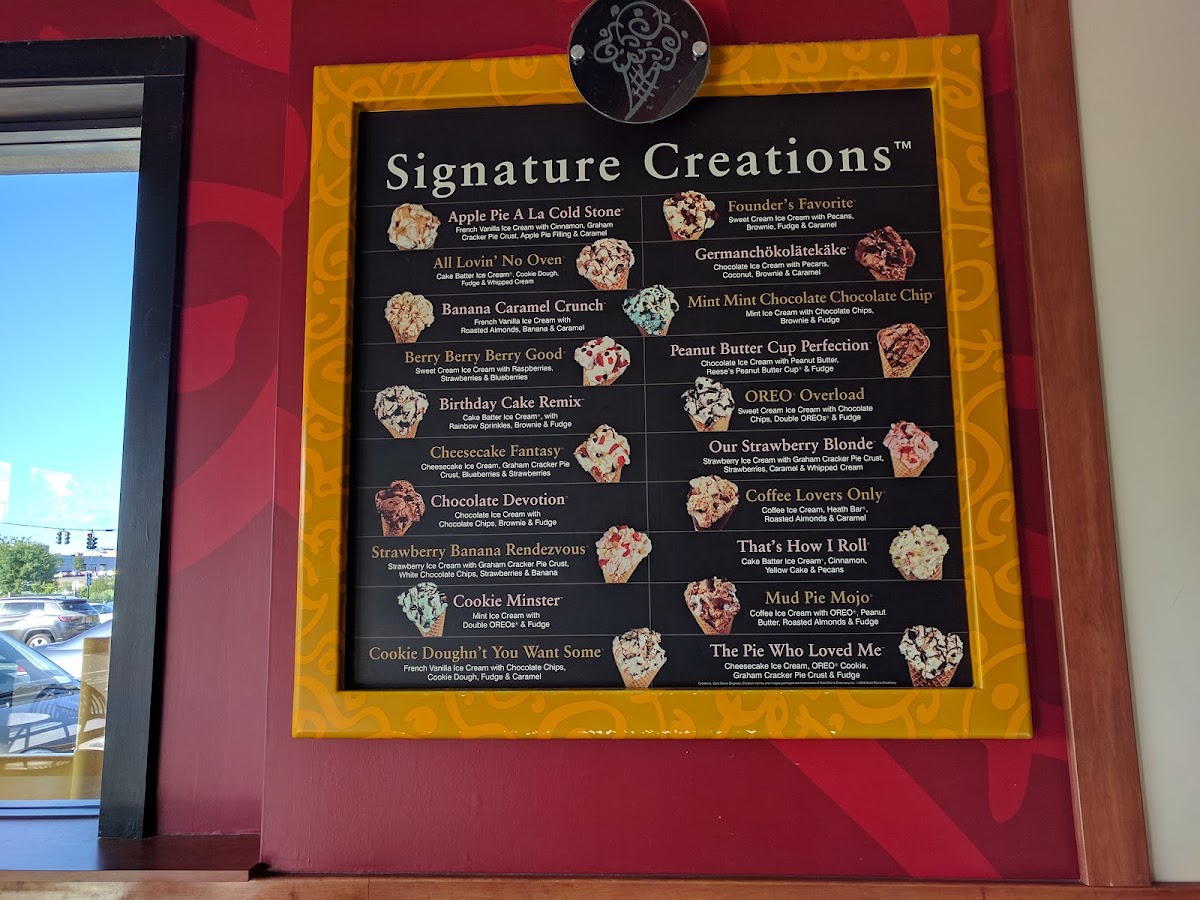 Cold Stone Creamery Photo Menu 1