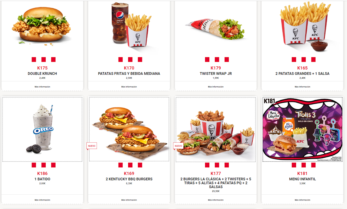 KFC Photo Menu 1
