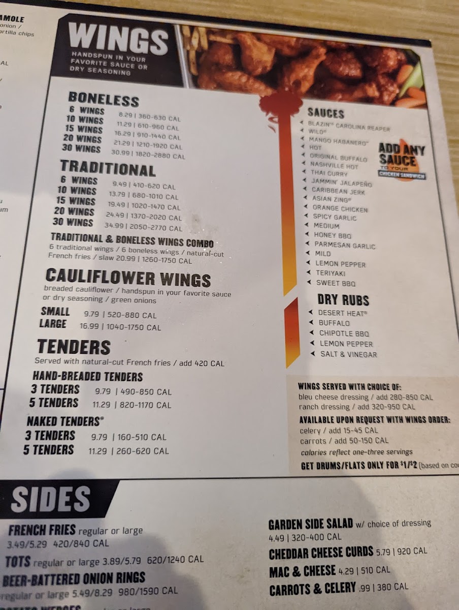 Buffalo Wild Wings Photo Menu 1