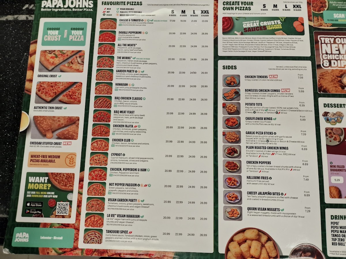 Papa Johns Pizza Photo Menu 1