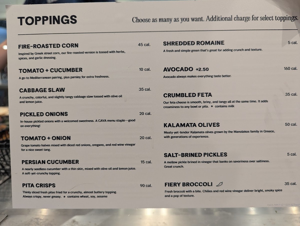 CAVA Photo Menu 1