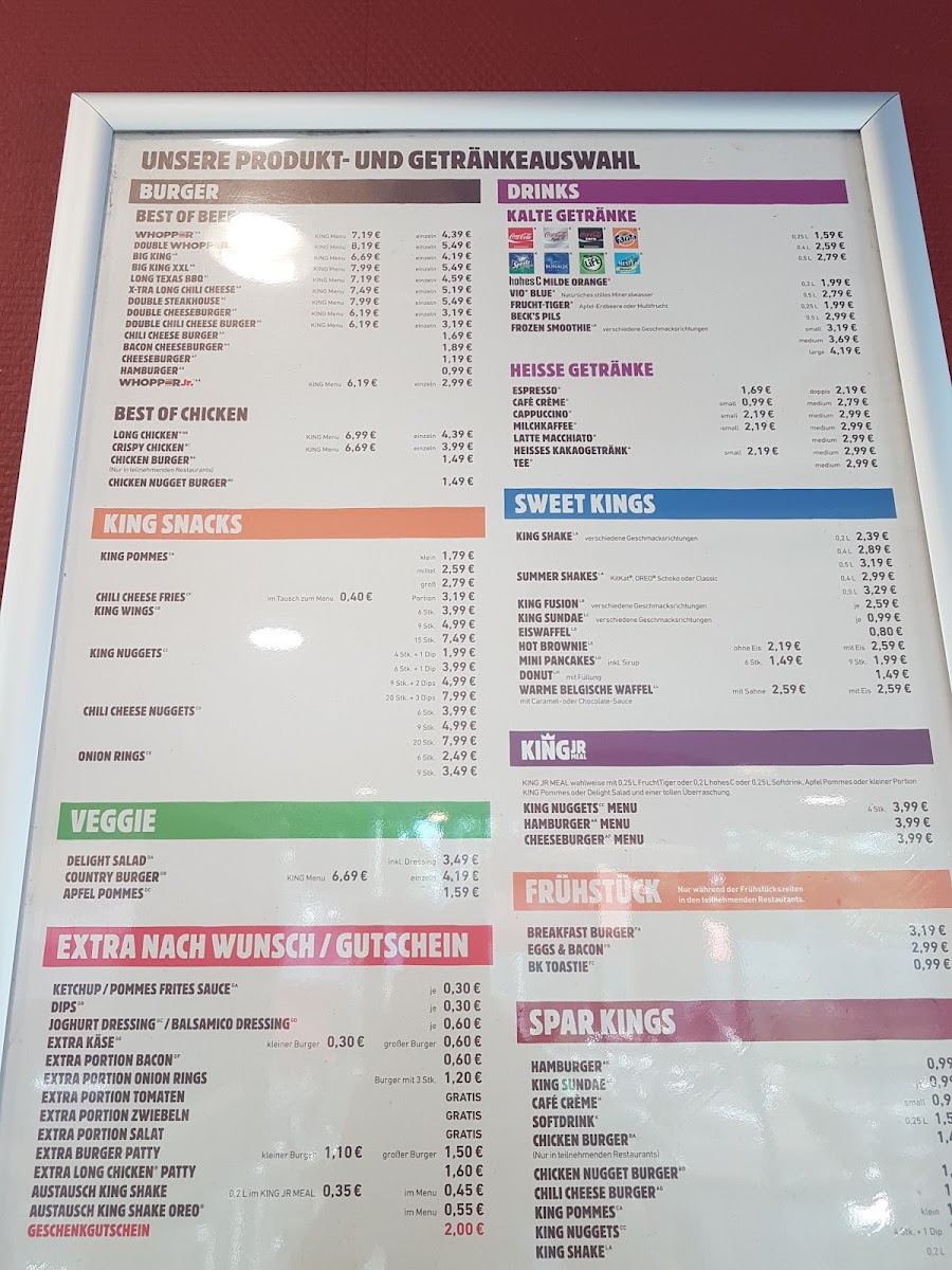 Burger King Photo Menu 1