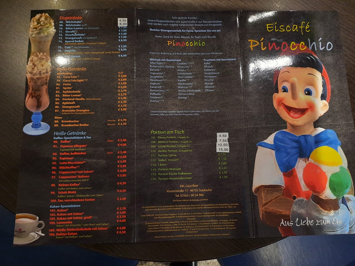 Eiscafe Pinocchio Photo Menu 1