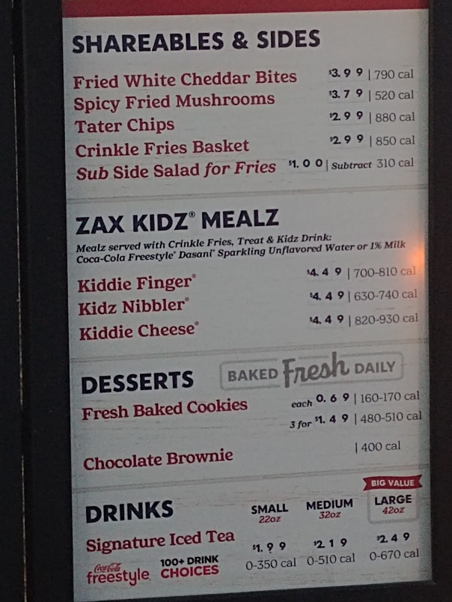 Zaxby's Chicken Fingers & Buffalo Wings Photo Menu 1