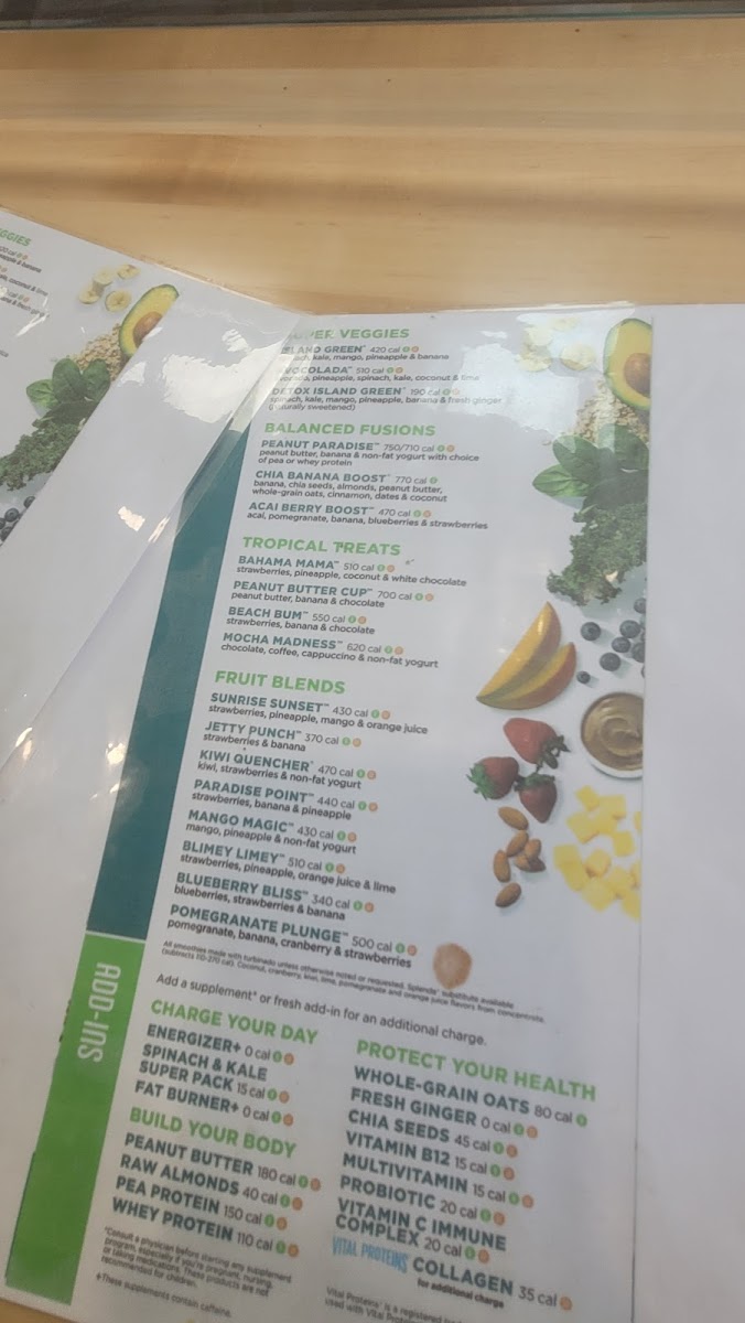 Tropical Smoothie Cafe Photo Menu 1