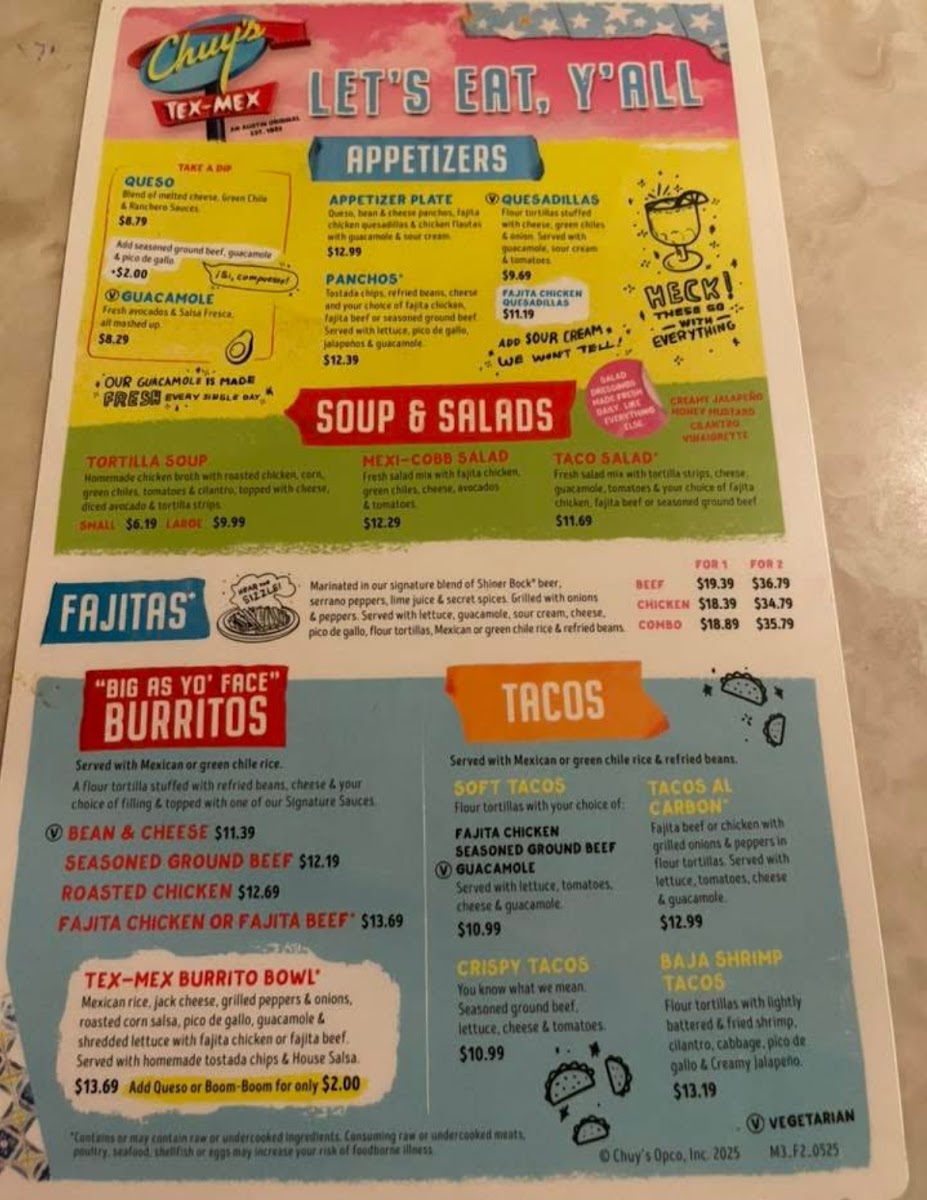 Chuy's Photo Menu 1