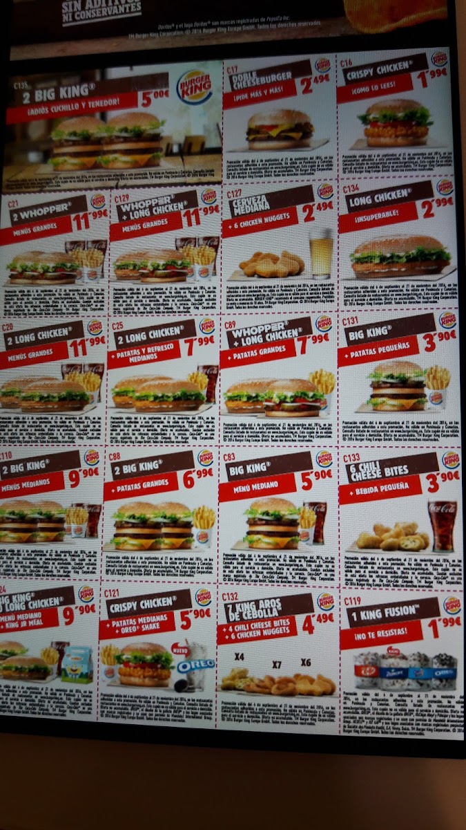 Burger King Photo Menu 1