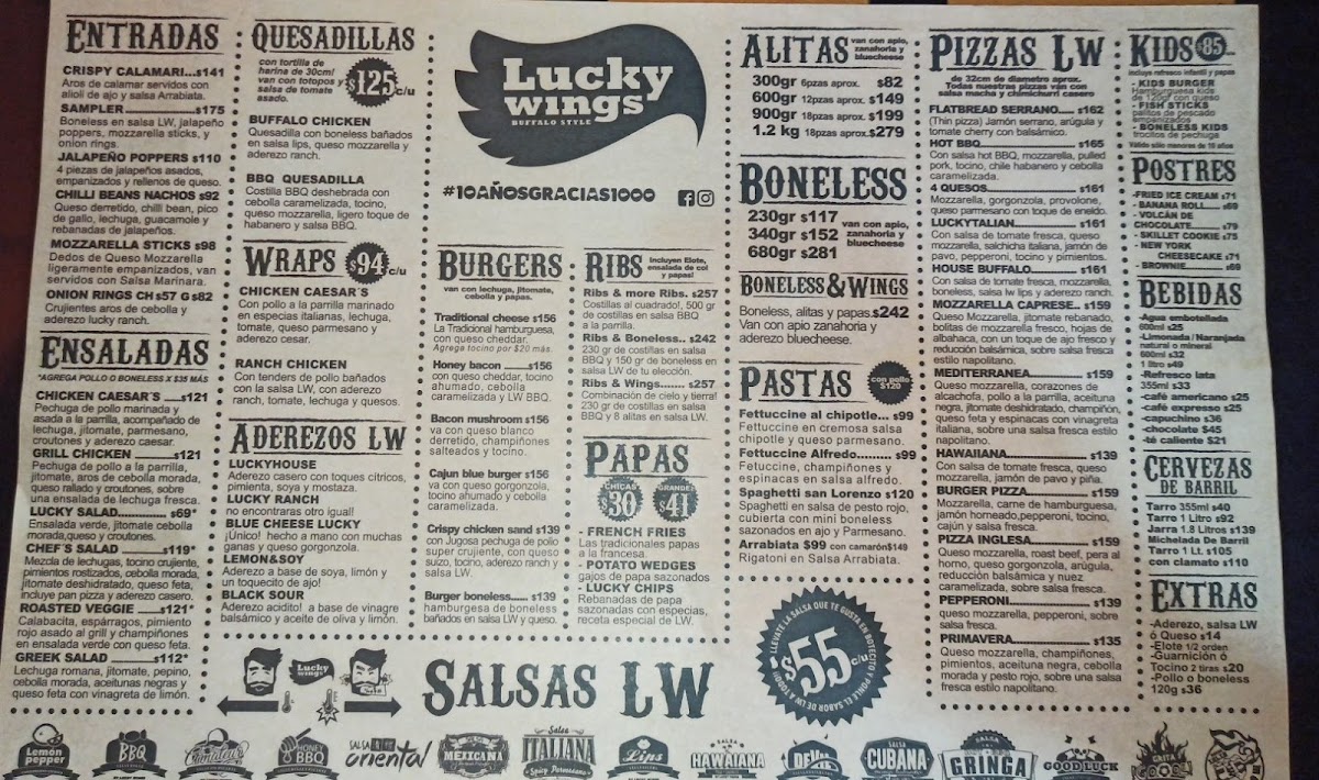 Lucky Wings Queretaro Photo Menu 1