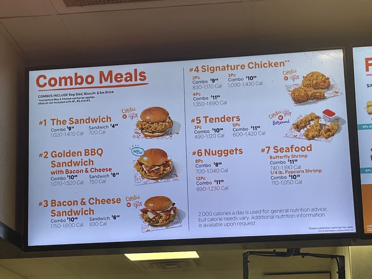 Popeyes Louisiana Kitchen Photo Menu 2