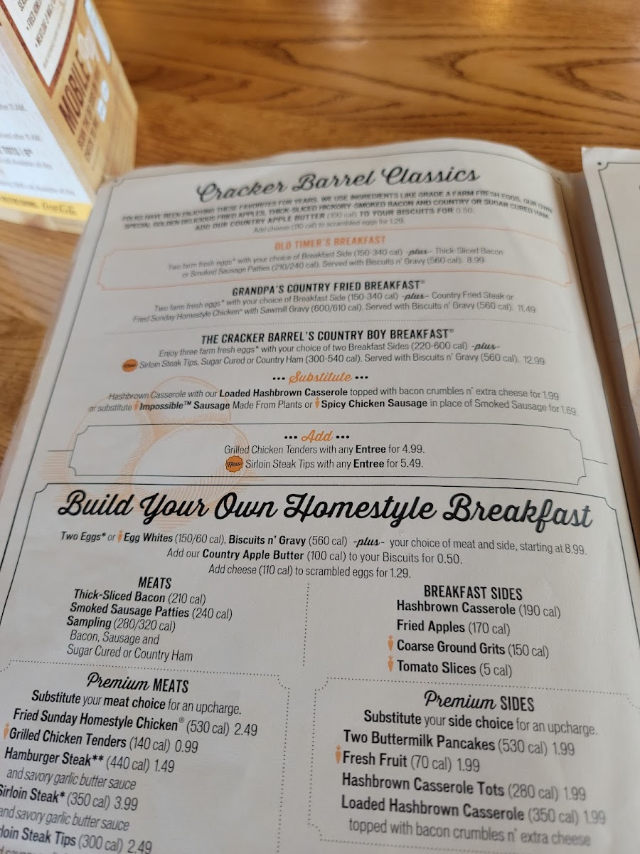 Cracker Barrel Old Country Store Photo Menu 3