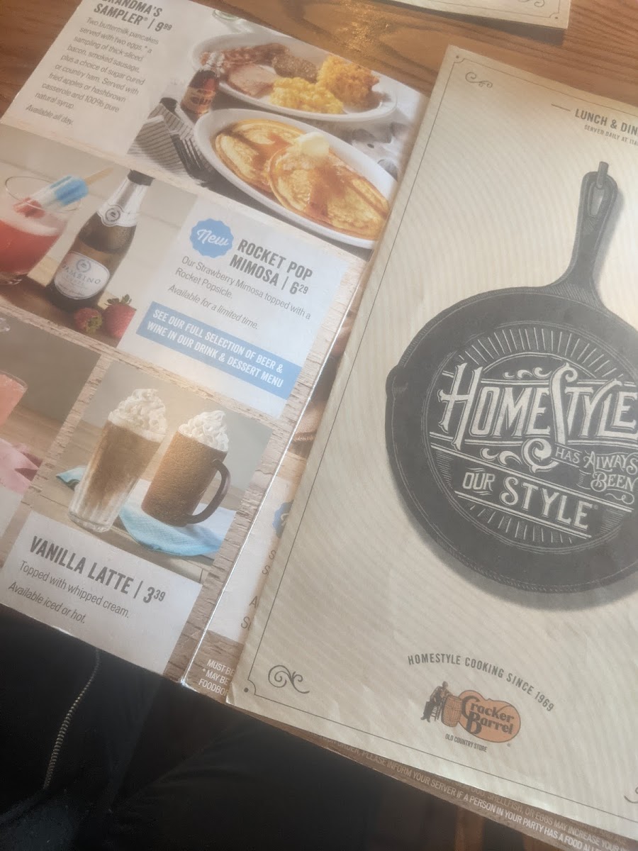 Cracker Barrel Old Country Store Photo Menu 4