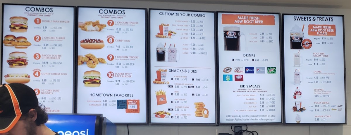 A&W Restaurant Photo Menu 1