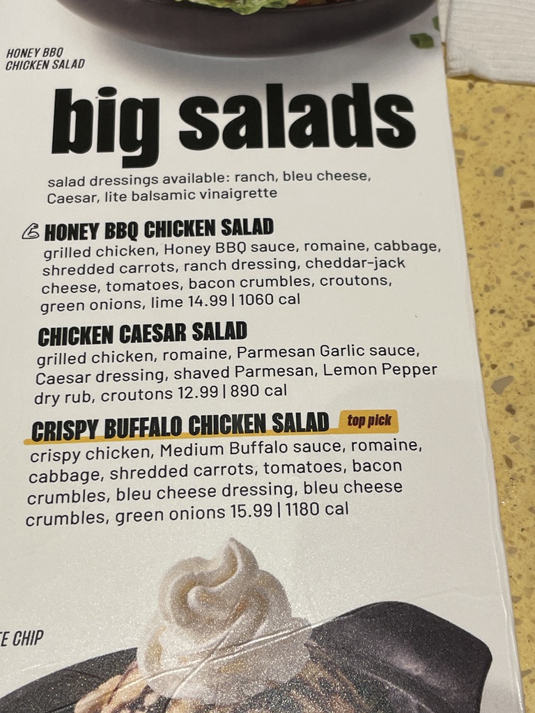 Buffalo Wild Wings Photo Menu 1
