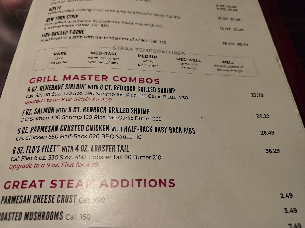 LongHorn Steakhouse Photo Menu 1