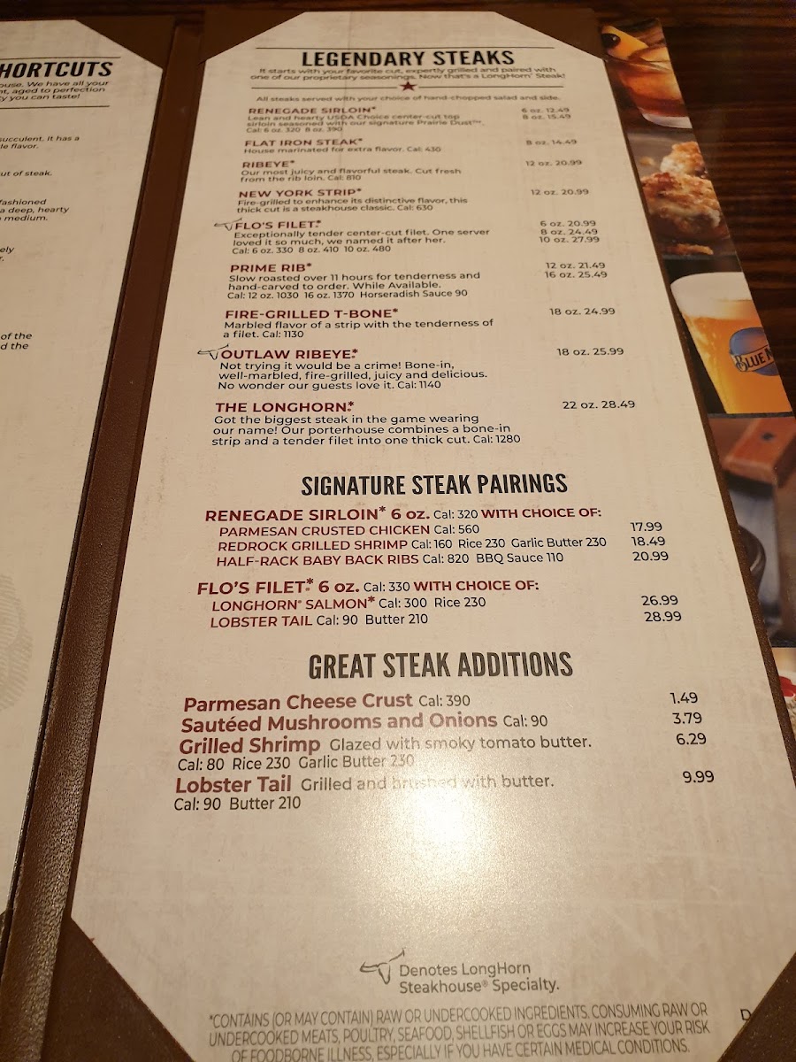 LongHorn Steakhouse Photo Menu 10