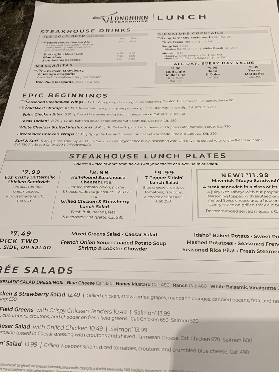 LongHorn Steakhouse Photo Menu 3