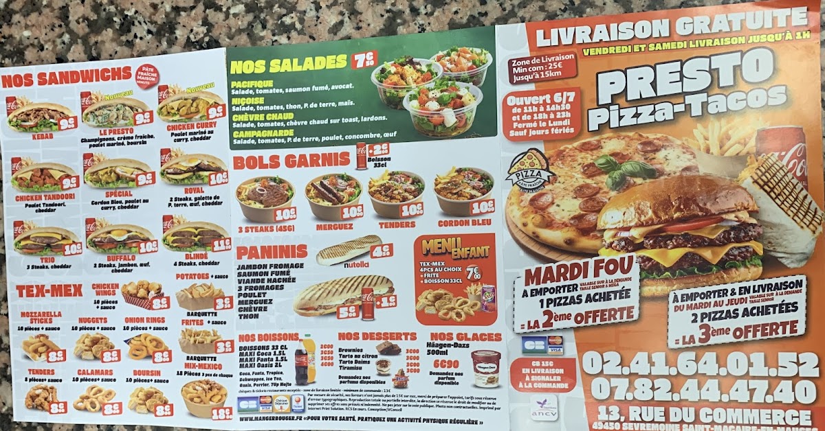 Presto pizza Photo Menu 2