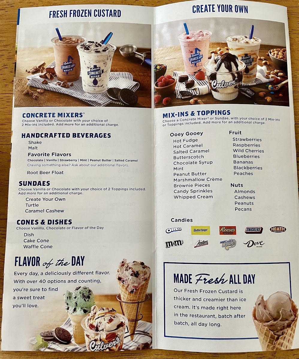 Culver’s Photo Menu 2