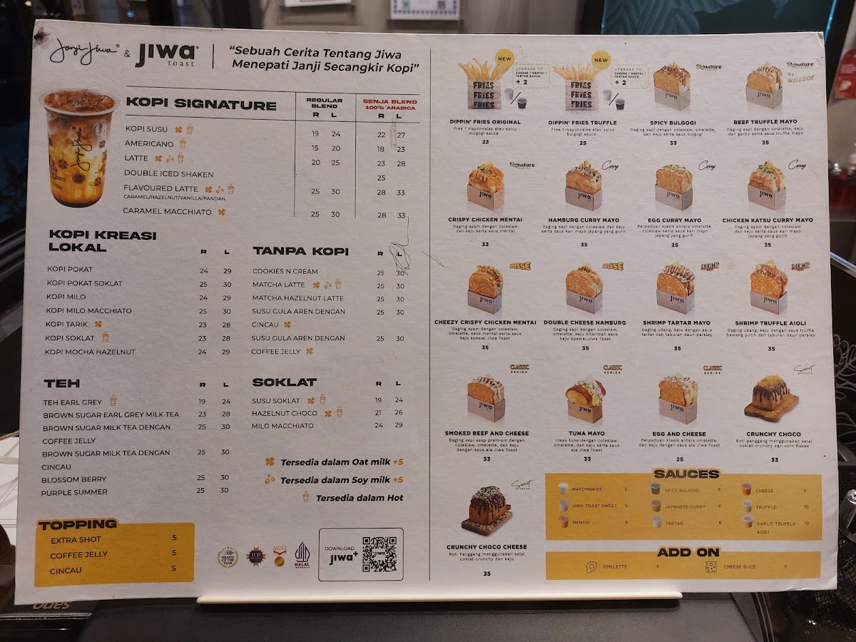 Kopi Janji Jiwa & Jiwa Toast Summarecon Emerald Karawang Photo Menu 1