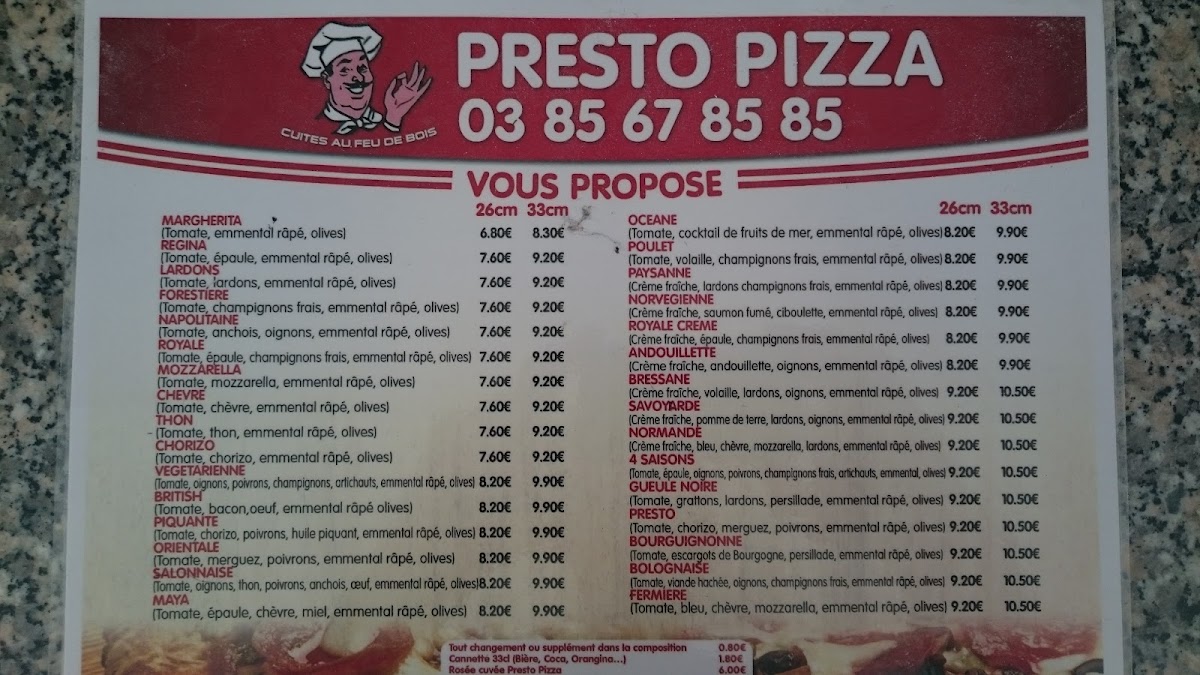 Presto Pizza Photo Menu 5