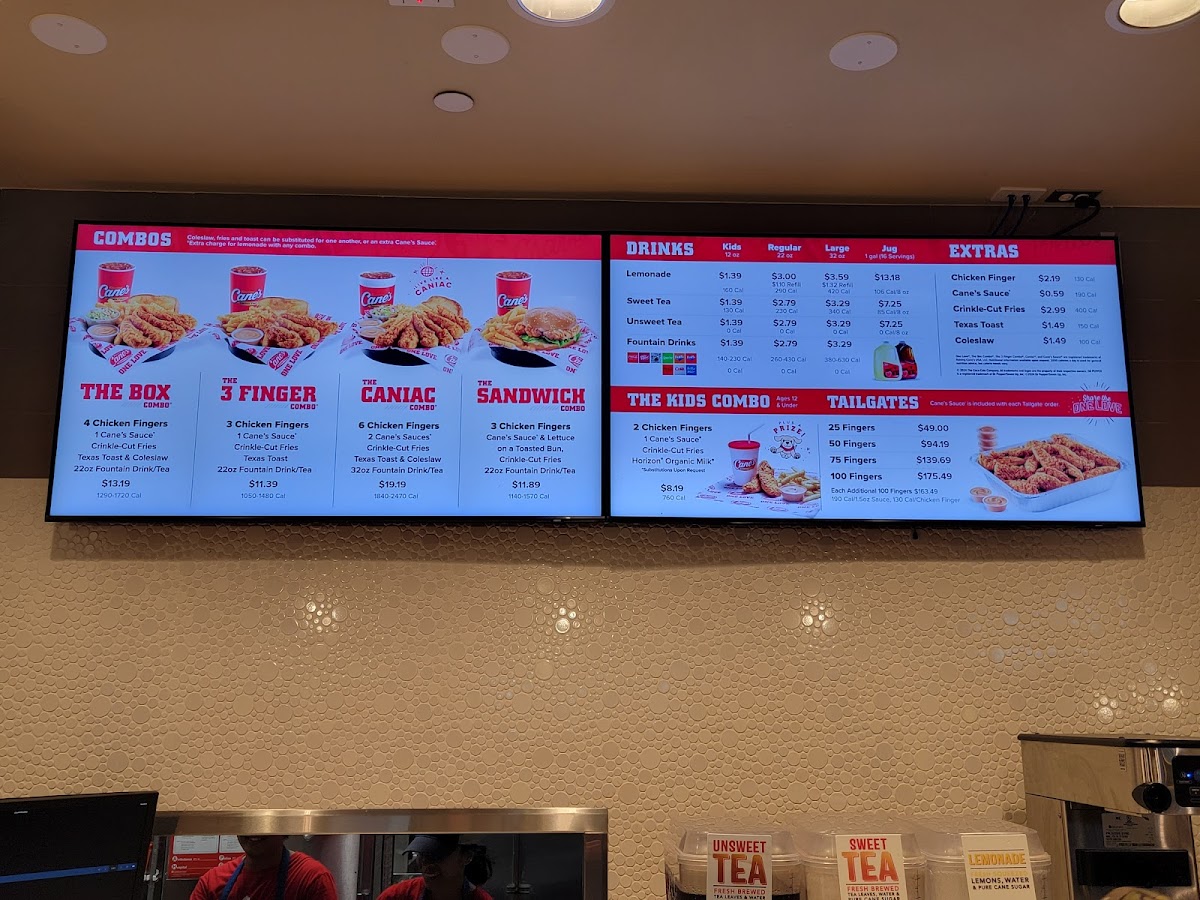 Raising Cane's Chicken Fingers Photo Menu 1