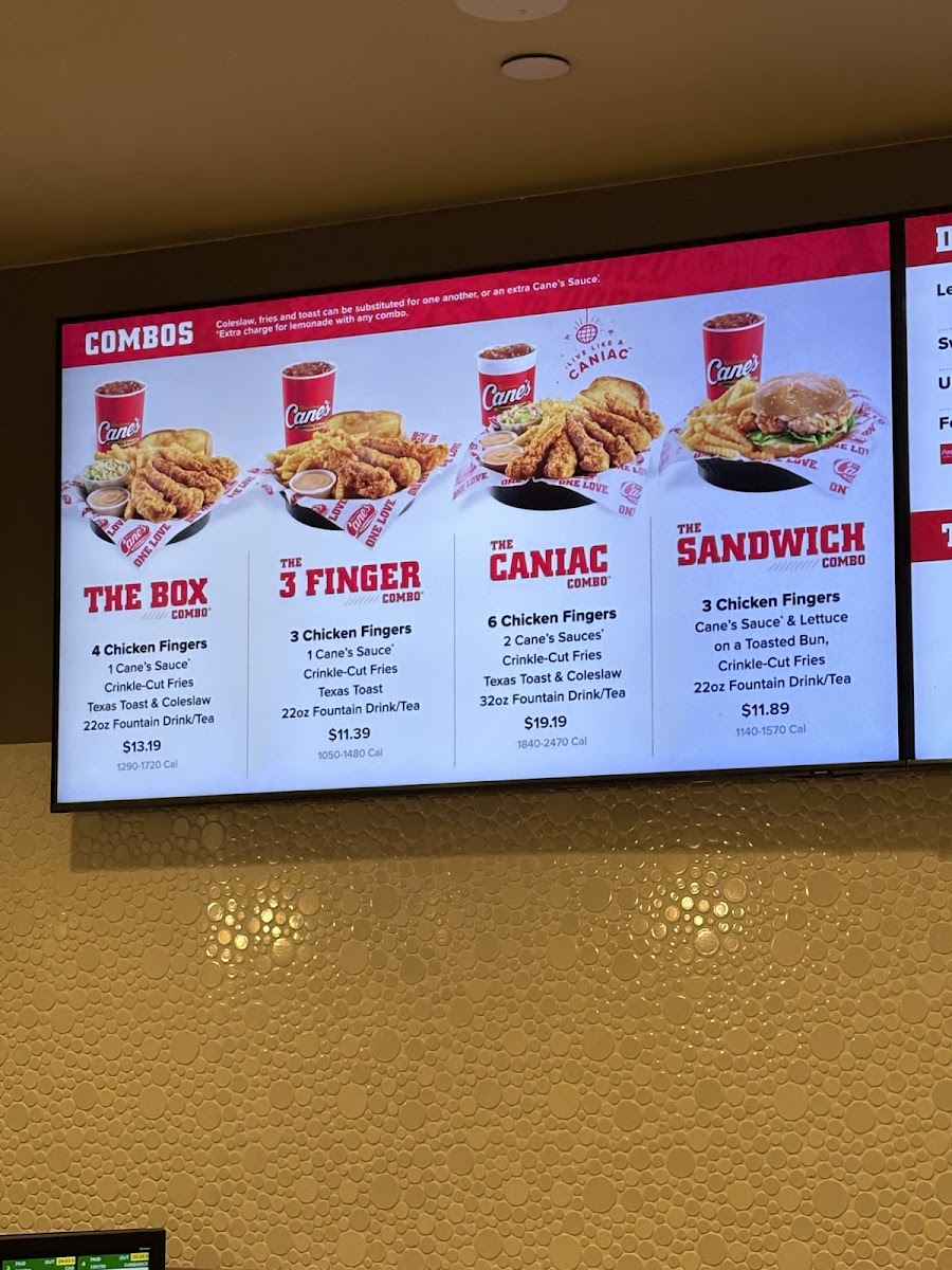 Raising Cane's Chicken Fingers Photo Menu 2