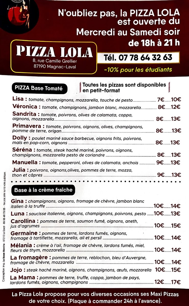 Pizza Lola Photo Menu 1