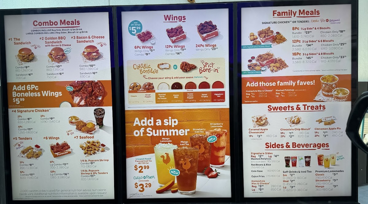Popeyes Louisiana Kitchen Photo Menu 1