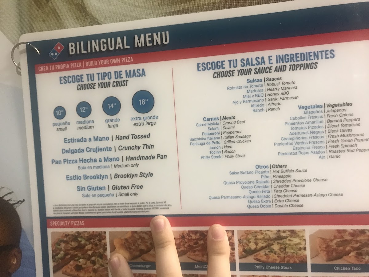 Domino's Pizza Photo Menu 1