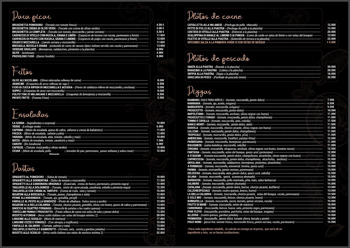 Restaurant la Bella Calabria Photo Menu 1