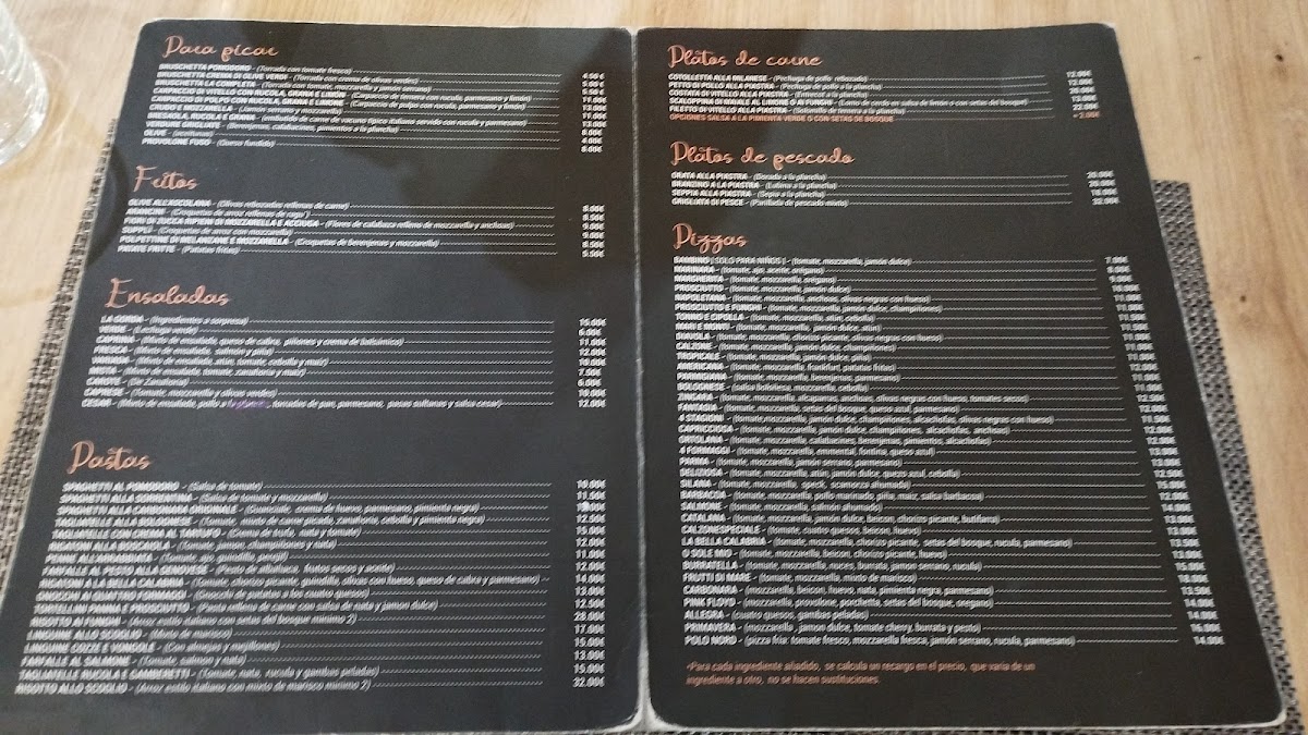 Restaurant la Bella Calabria Photo Menu 2