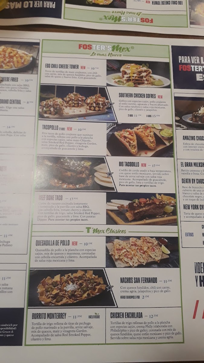 Foster's Hollywood Photo Menu 5
