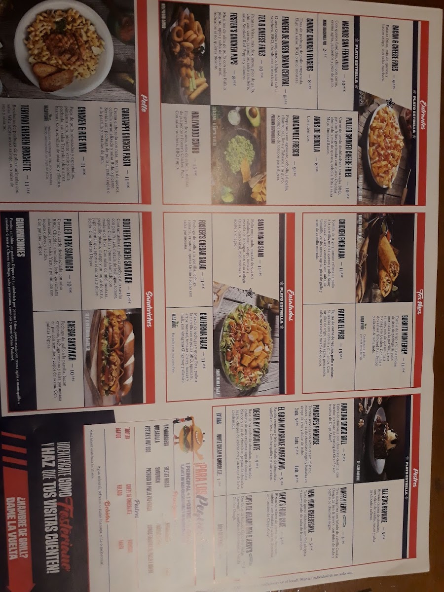 Foster's Hollywood Photo Menu 8
