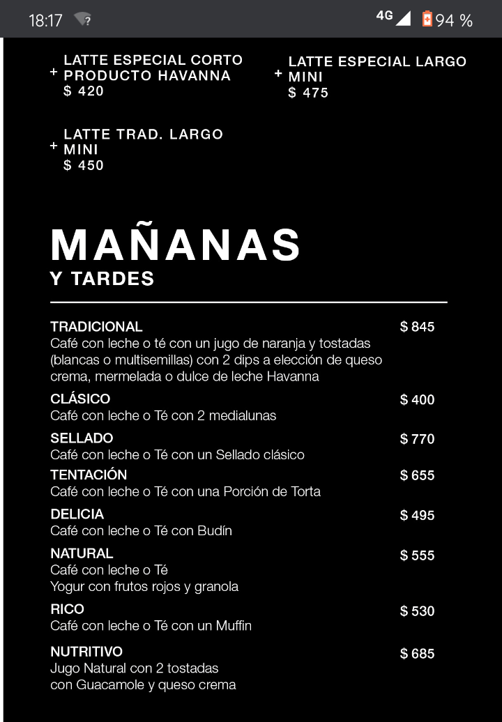 Havanna Photo Menu 6