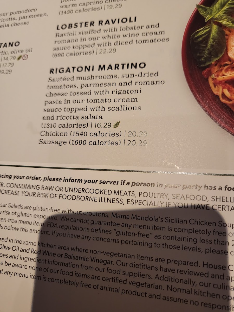 Carrabba's Italian Grill Photo Menu 9