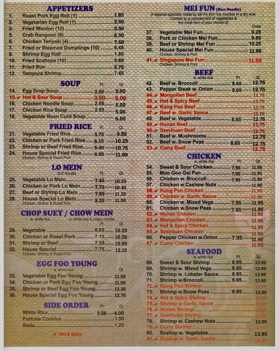 China King Photo Menu 2