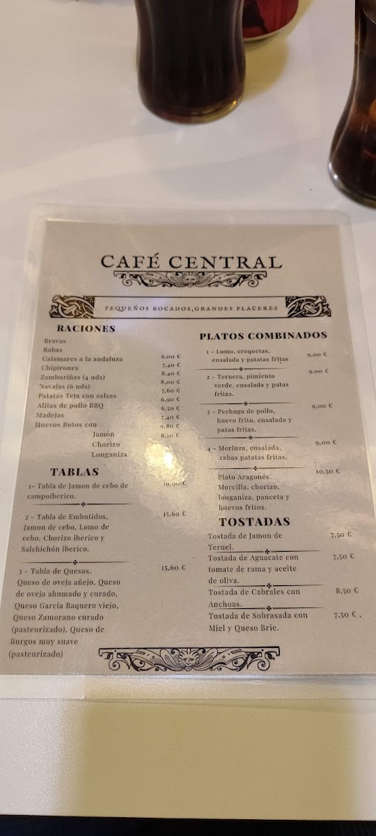 Bar Central Photo Menu 1